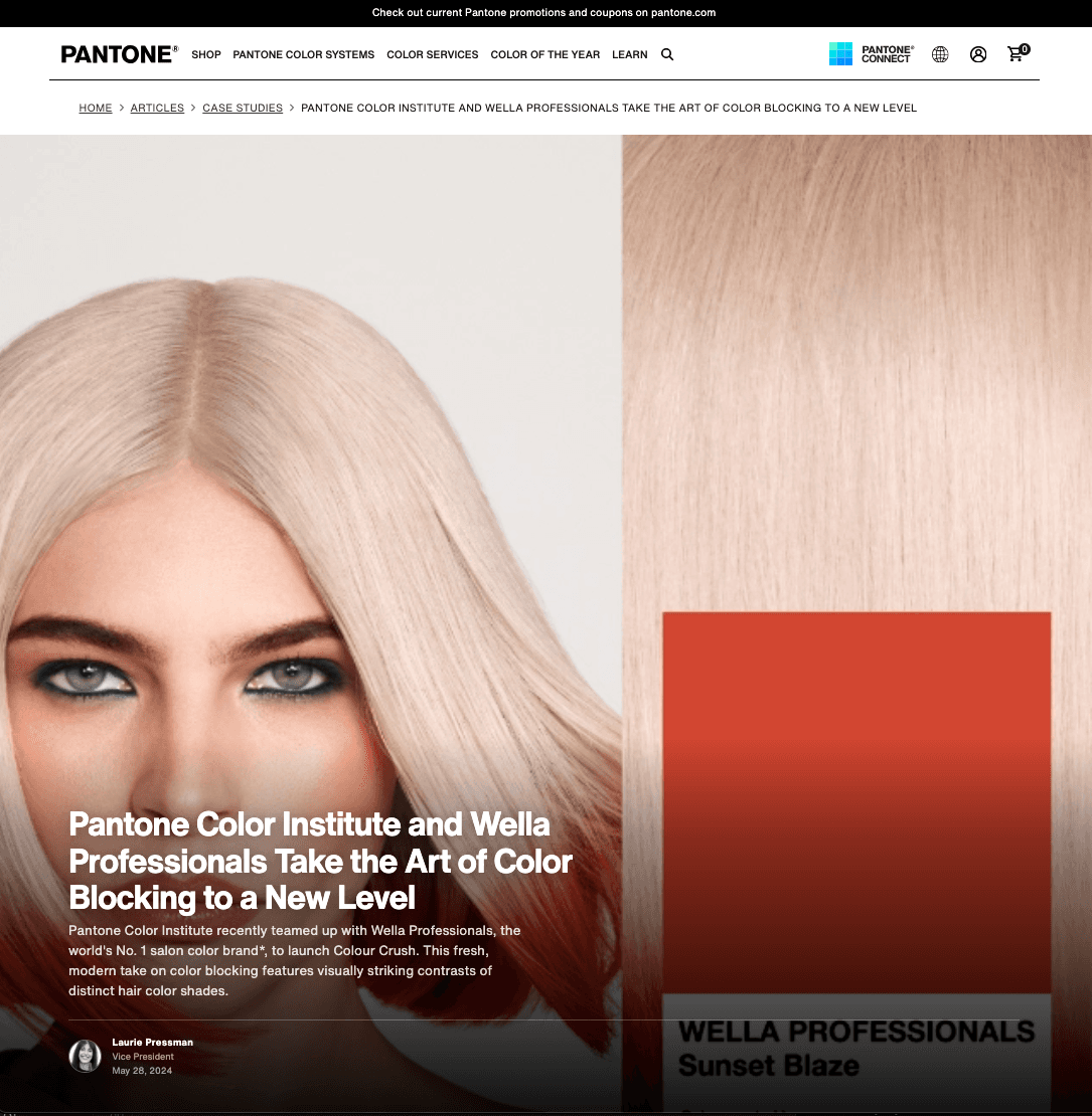 Pantone articles page powered by Contentful CMS