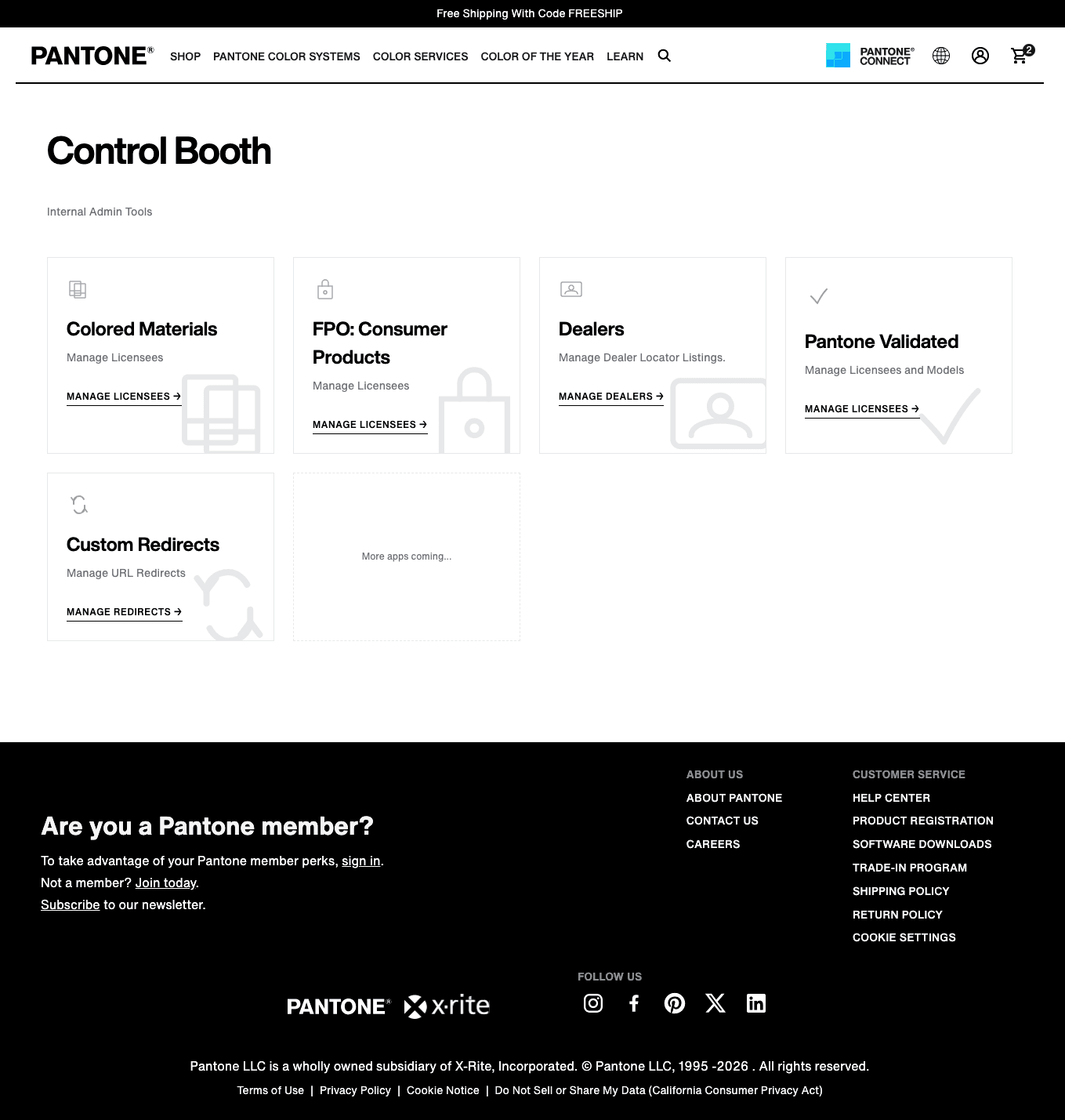 Control Booth internal admin dashboard